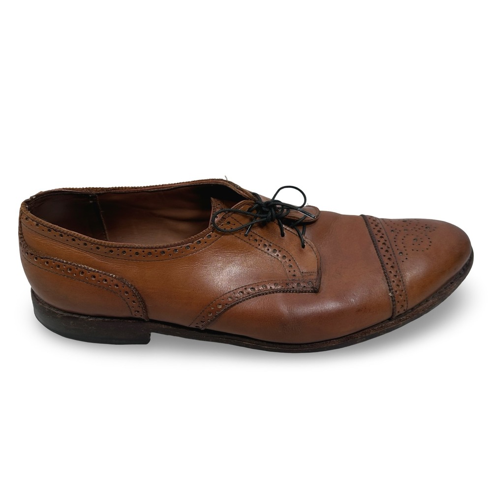 Allen Edmonds Sanford Mens 15 D Brown Leather Cap Toe Brogue Derby Shoes USA
